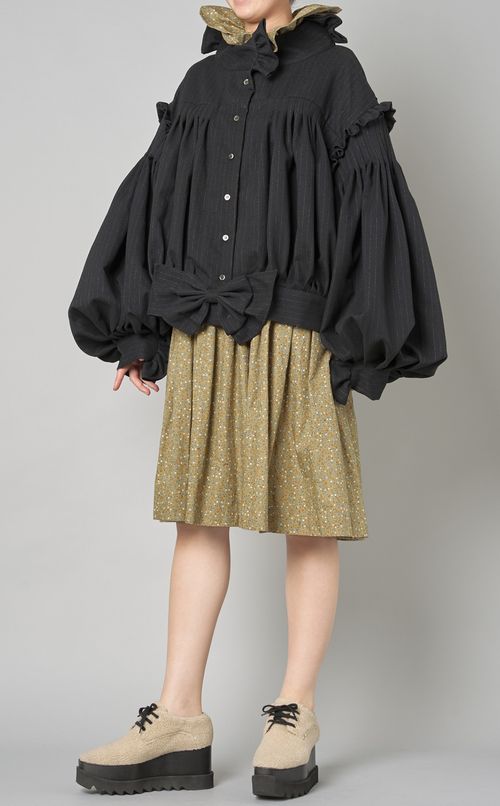 ストライプラッフルリボンブルゾン