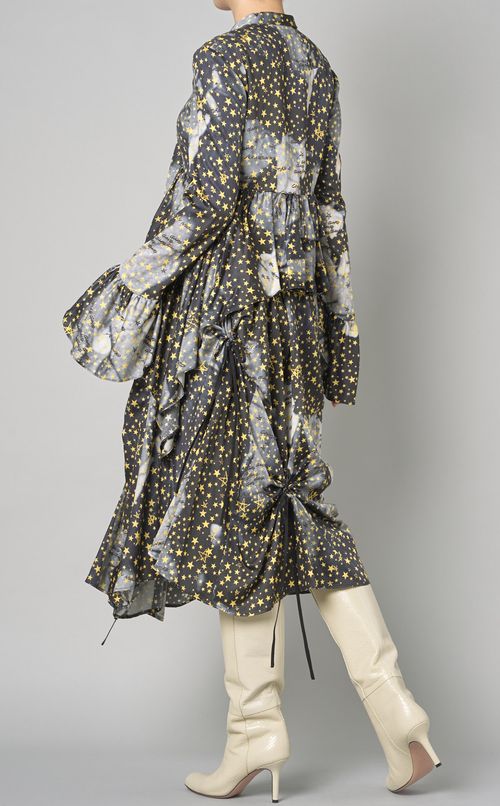 スタープリントボウタイフリルブラウス