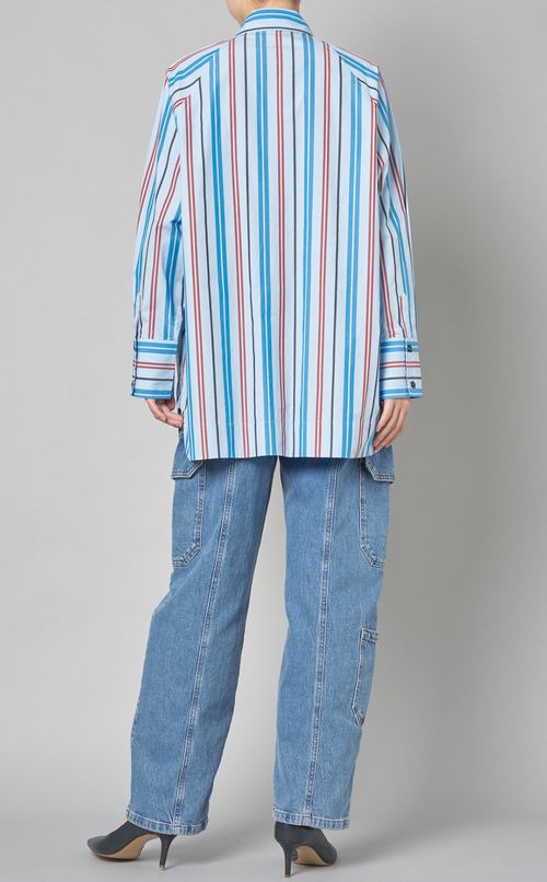 コットンストライプオーバーサイズシャツ