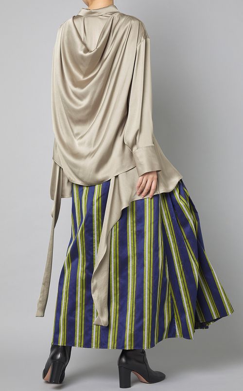 サテンドレープ2wayブラウス