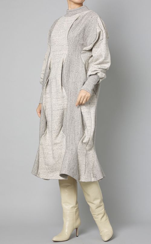 ウェーブ切替スウェットワンピース