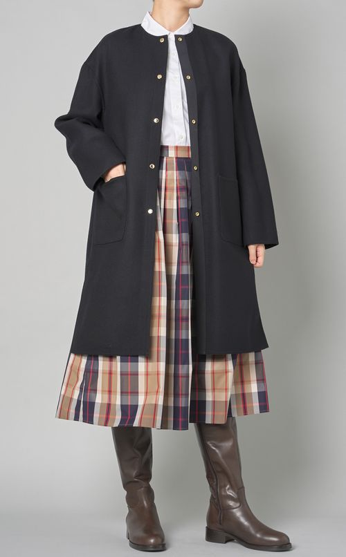 ノーカラーリバーシブルコート