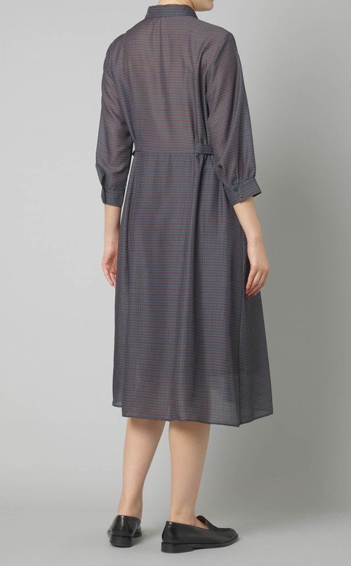 チェックプリントシャツワンピース