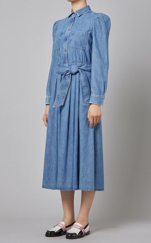 デニムパフスリーブワンピース