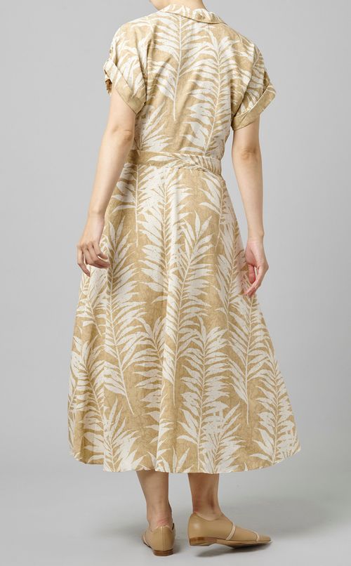 リーフ柄カシュクールワンピース