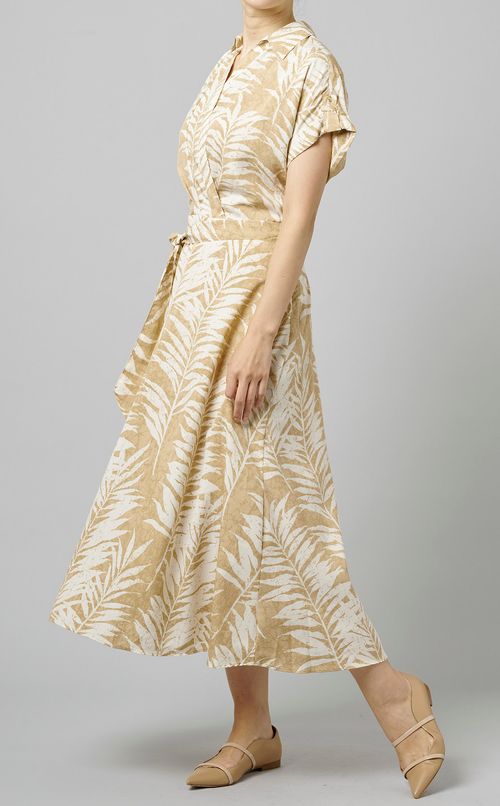 リーフ柄カシュクールワンピース