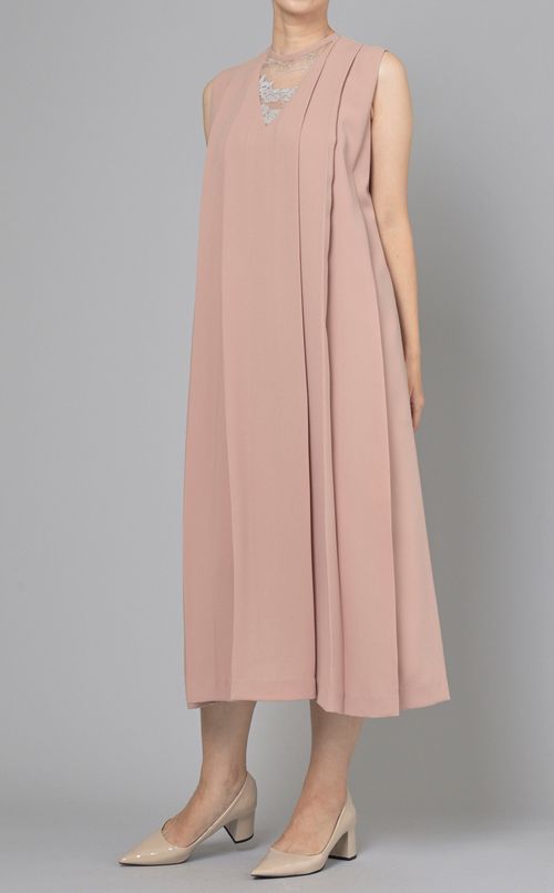 レースコンビプリーツワンピース