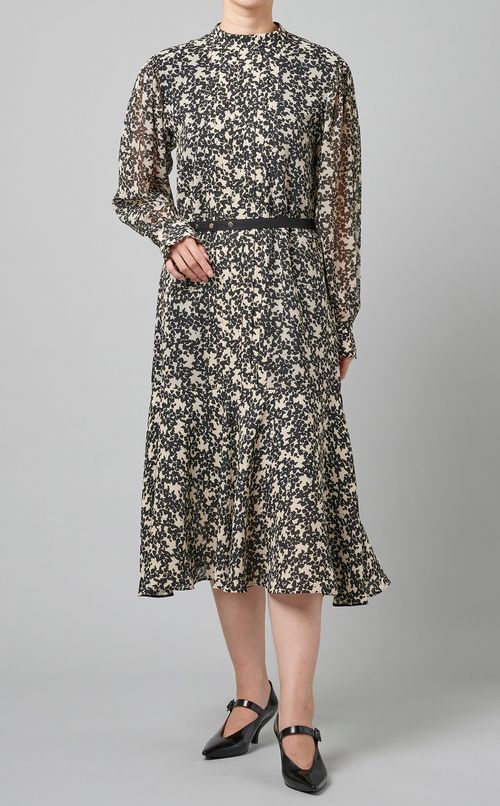 ベルト付プリントワンピース