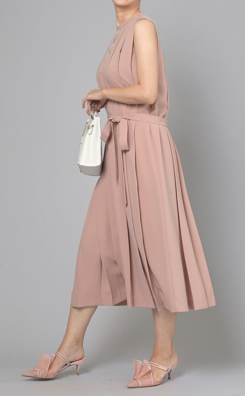 レースコンビプリーツワンピース