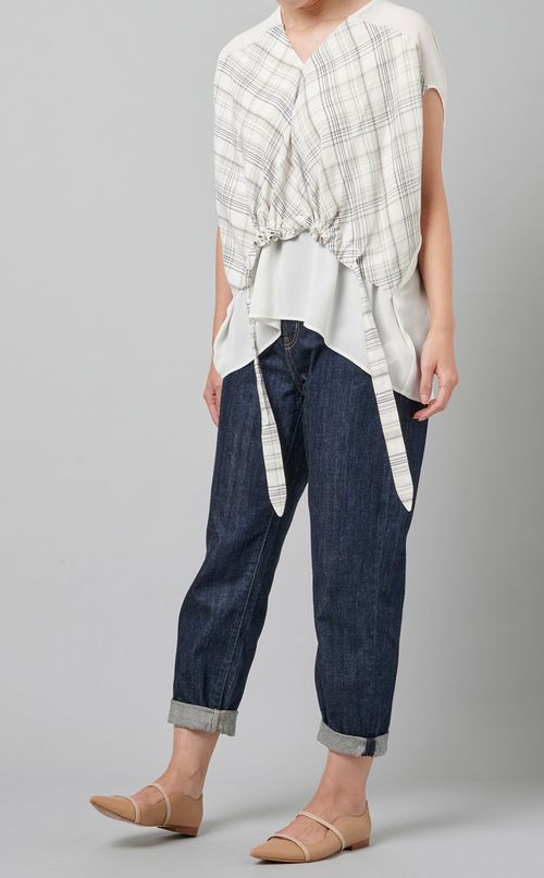 チェック切替デザインブラウス