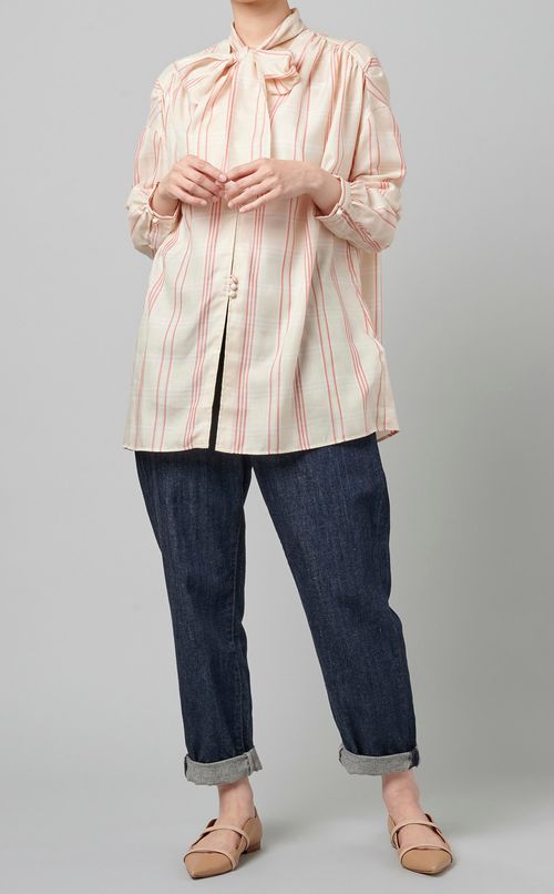 チェックスカーフブラウス