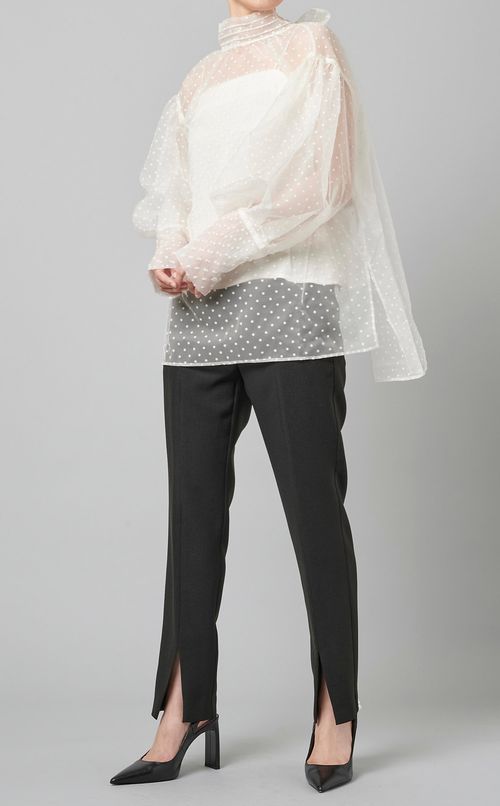 ドットパフスリーブブラウス