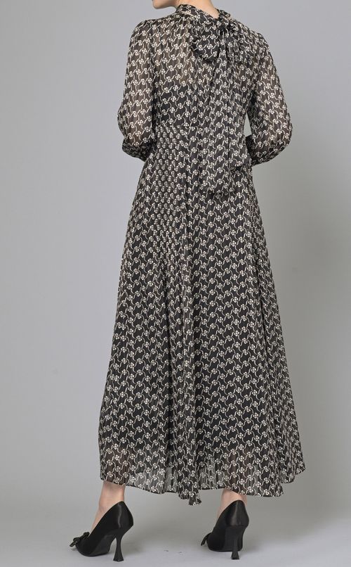 プリントボウタイワンピース