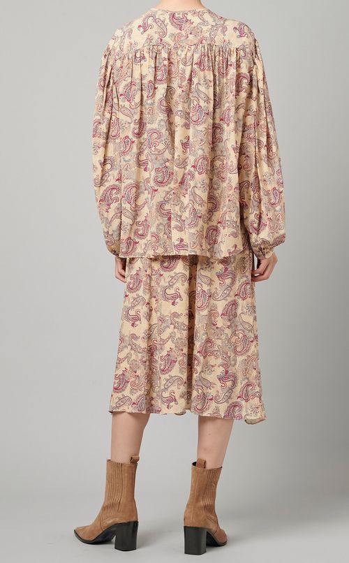 アシンメトリーヘムプリントスカート