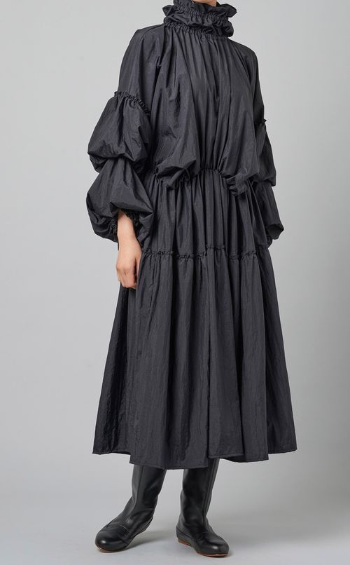 ワッシャー加工ボリュームワンピース