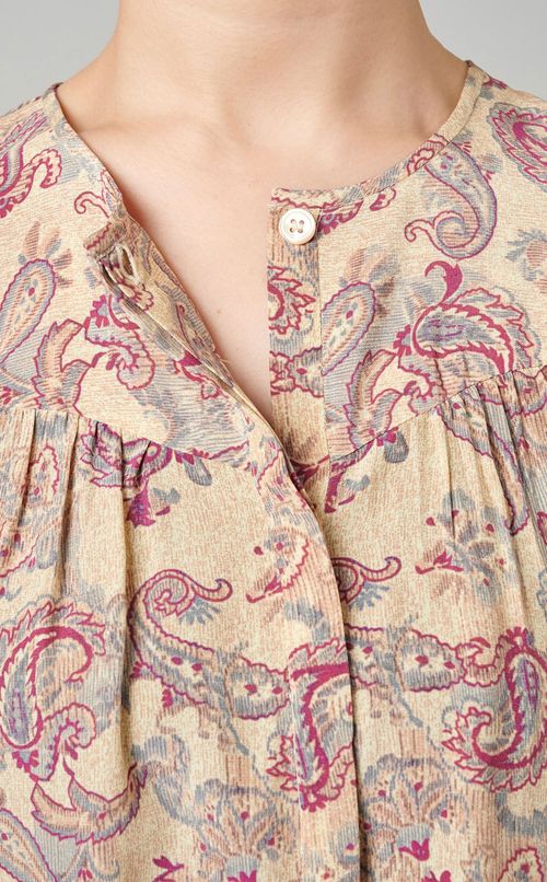 ボリュームスリーブプリントブラウス