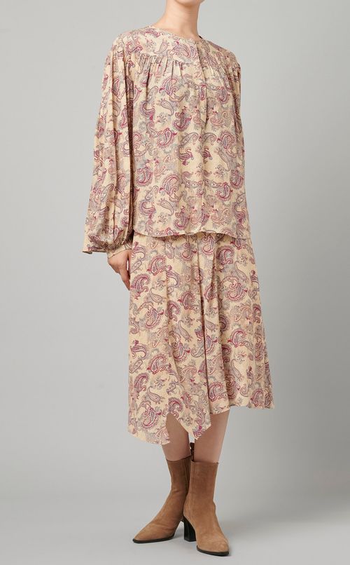 ボリュームスリーブプリントブラウス