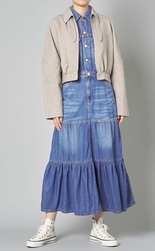 ライトデニムロングワンピース