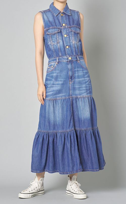 ライトデニムロングワンピース