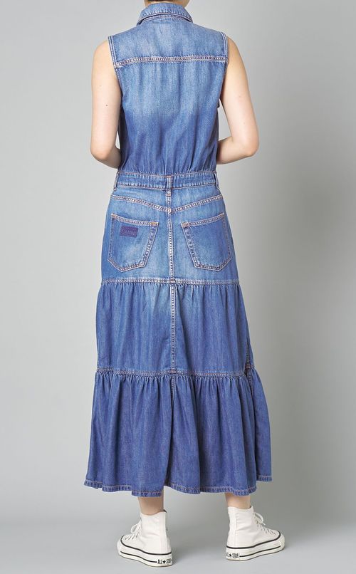 ライトデニムロングワンピース