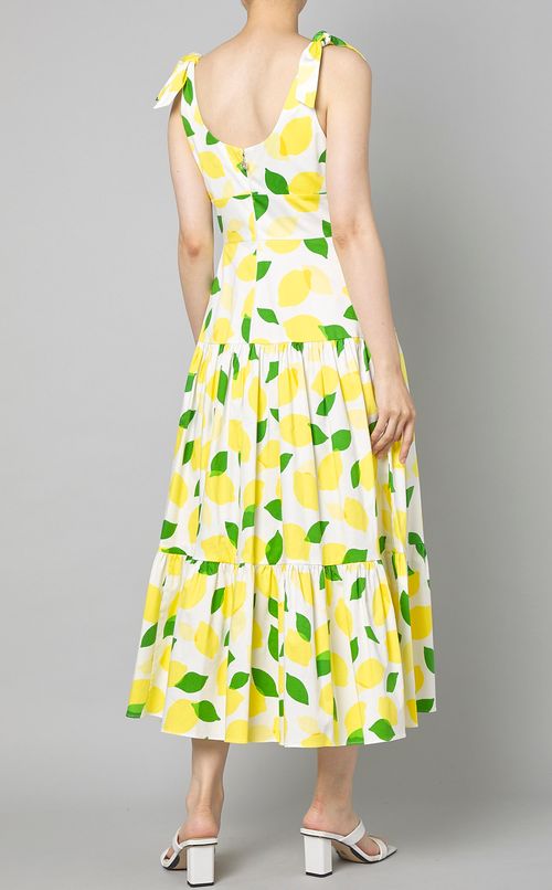 レモンプリントティアードロングワンピース