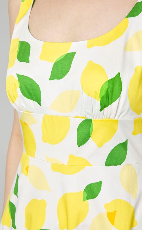 レモンプリントティアードロングワンピース