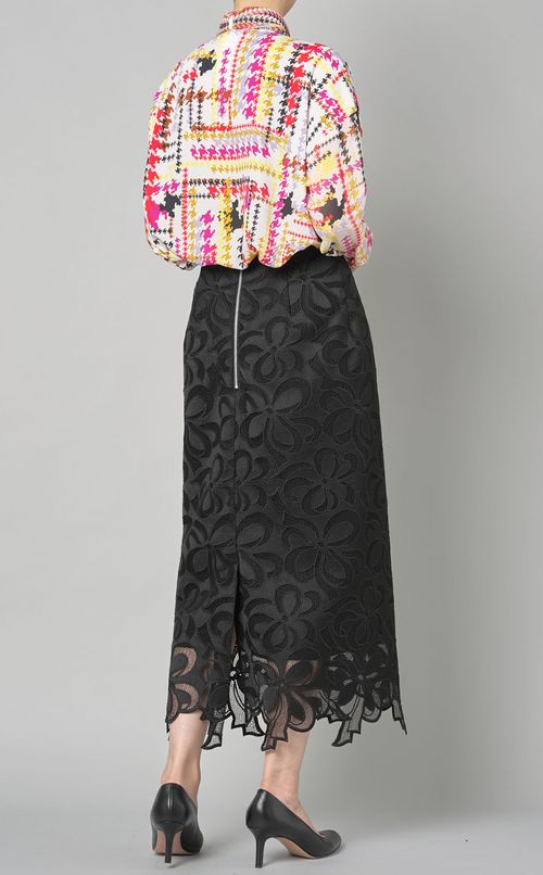 チェックプリントボウタイブラウス