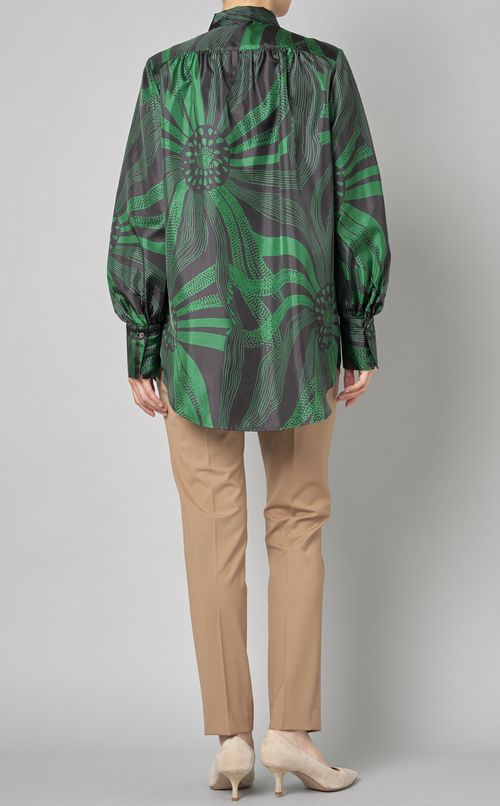 フラワープリントボウタイブラウス