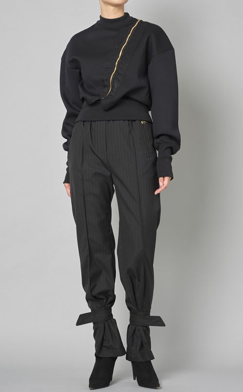 ドロップショルダージップマットスウェット