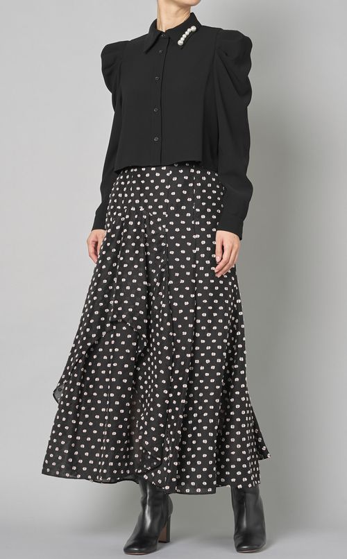 パフスリーブクロップドシャツ