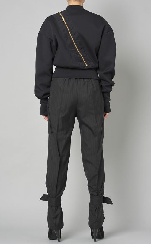 ドロップショルダージップマットスウェット