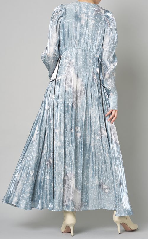 プリントギャザーロングワンピース