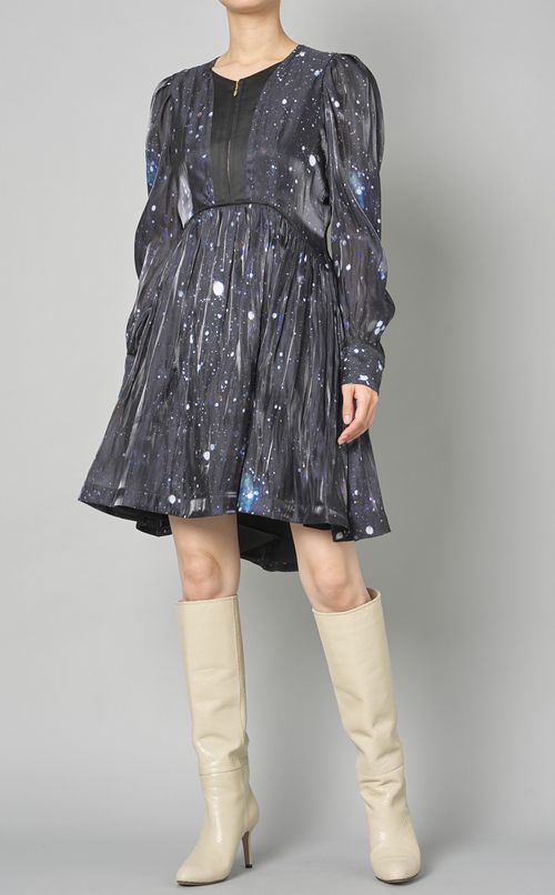 プリントVネックミニワンピース