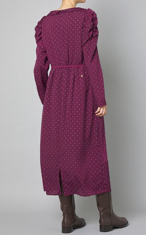 スタープリントギャザースリーブドレス