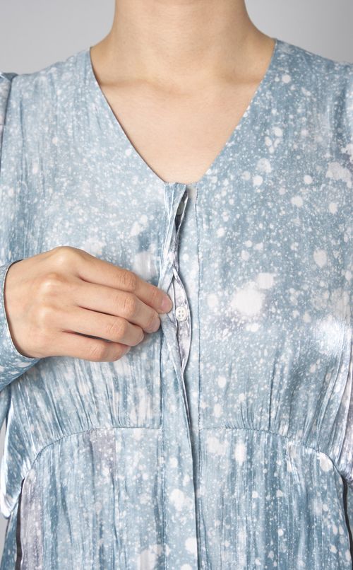 プリントギャザーロングワンピース