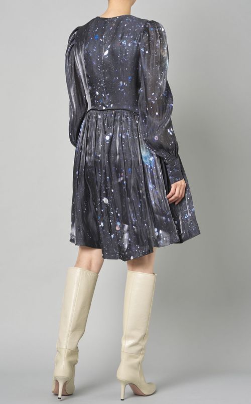 プリントVネックミニワンピース