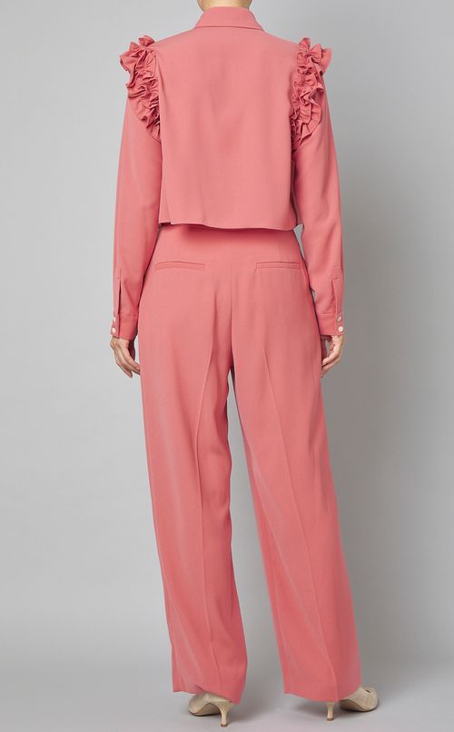 フリルスリーブクロップドシャツ