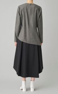 ウールシャンブレーぺプラムブラウス