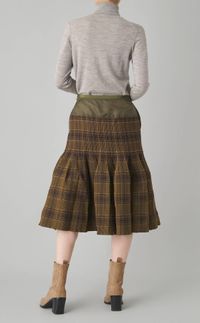 タータンチェック切替ミディスカート