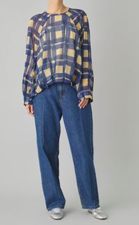 チェックプリントジョーゼットブラウス