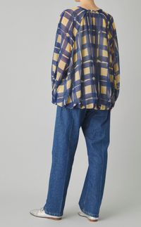 チェックプリントジョーゼットブラウス