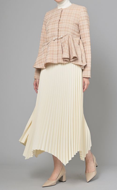 パールペプラムチェックジャケット