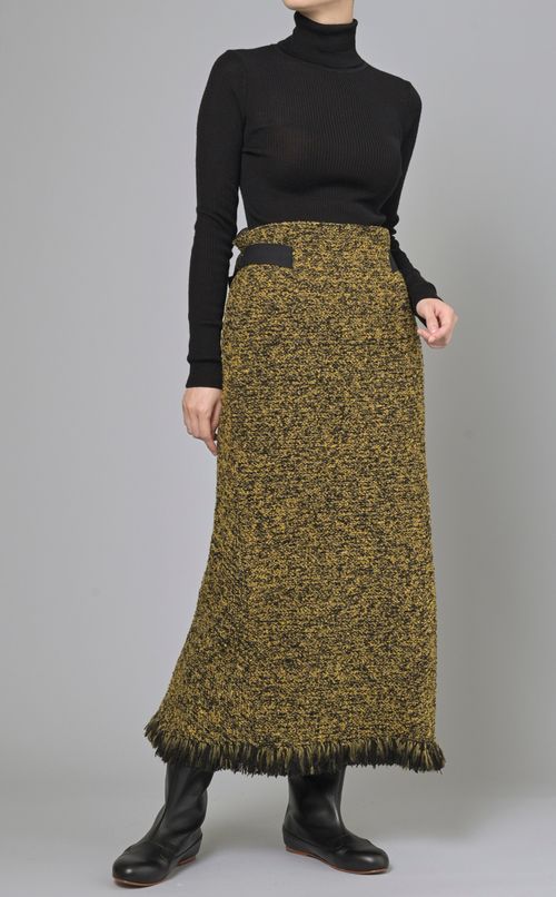 裾フリンジツイードススカート