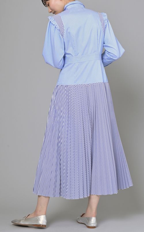 ボウタイシャツロングワンピース