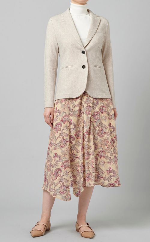 アシンメトリーヘムプリントスカート