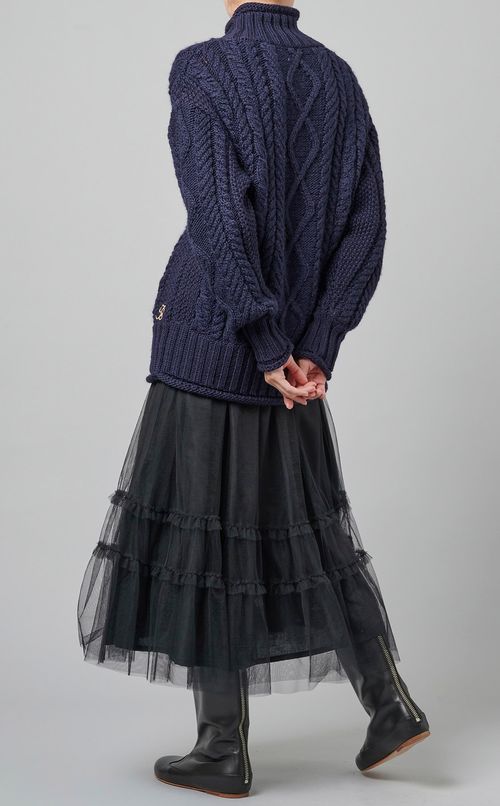 ウールケーブルニットプルオーバー