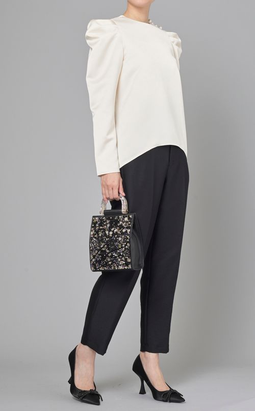 パール付パフスリーブブラウス