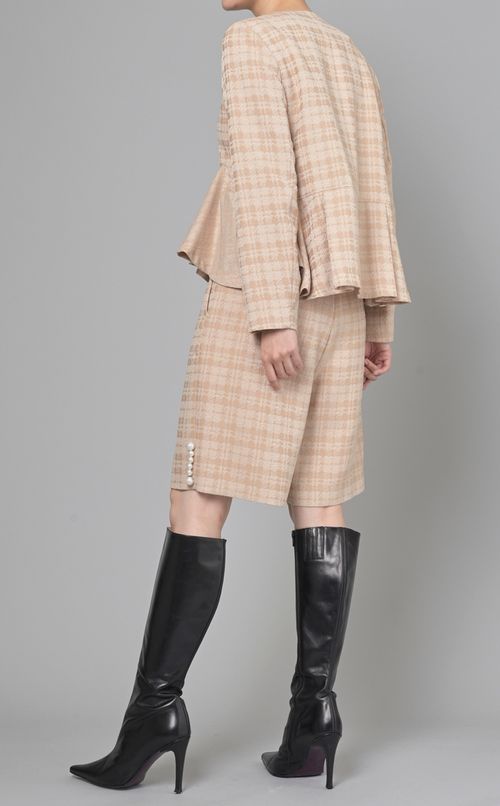 パールペプラムチェックジャケット