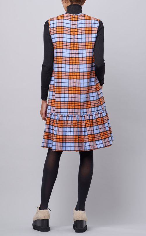 フリル付チェックワンピース