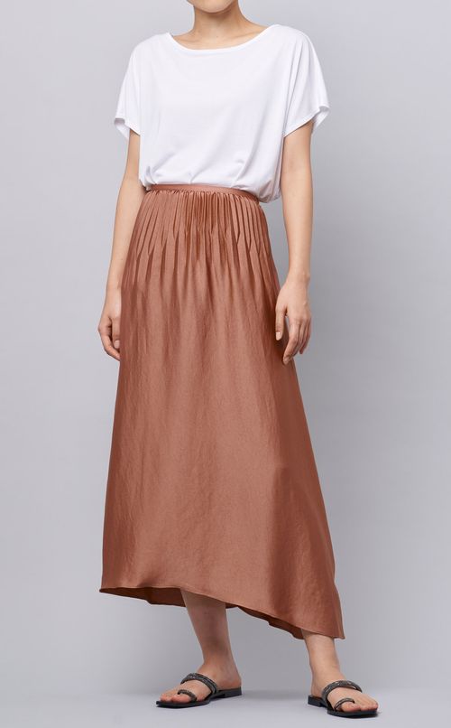 サテンウエストプリーツスカート